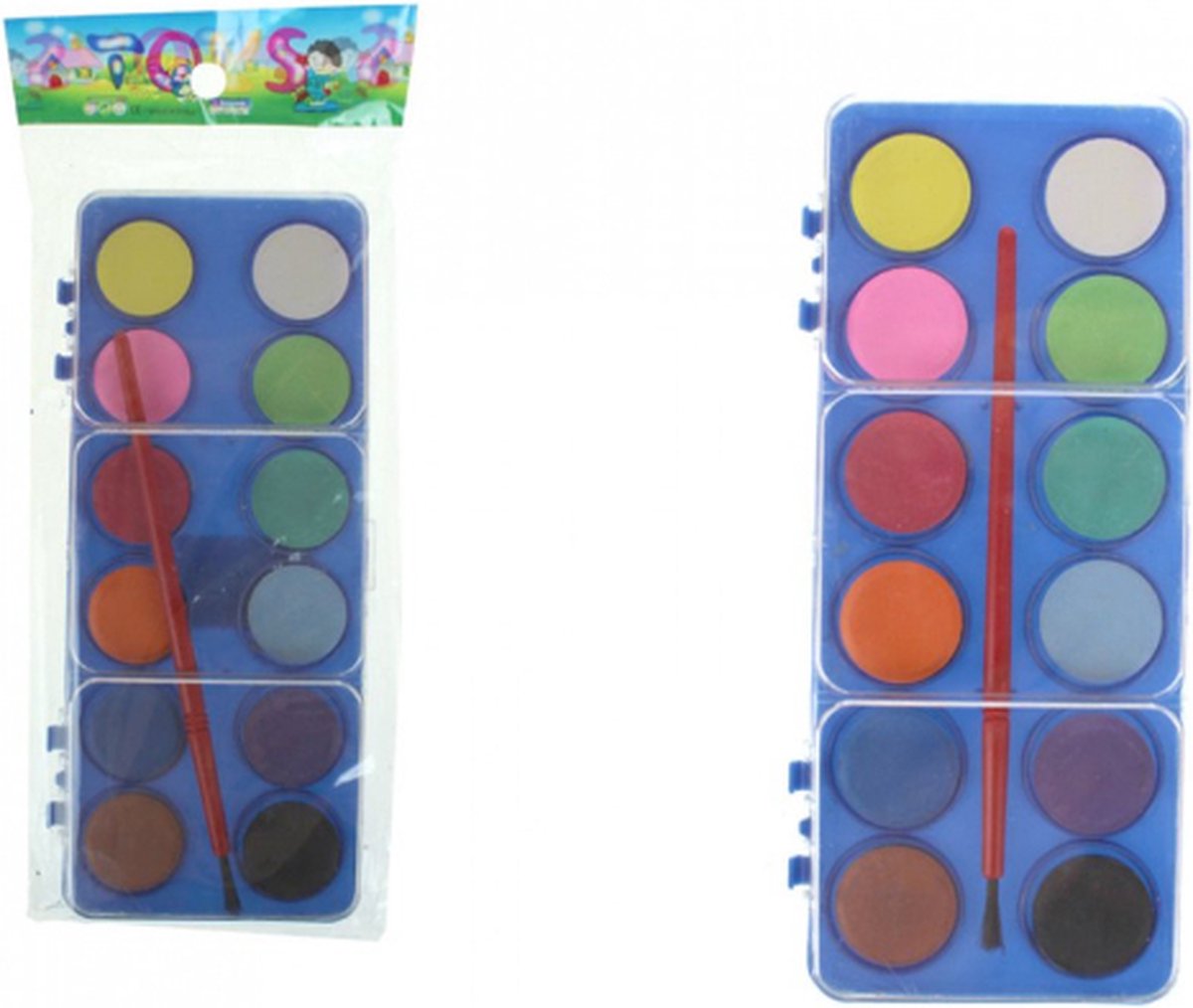 Waterverf Set 12 kleuren met kwastje Schmink waterverf Schilderen Hobbymateriaal Knutselmateriaal Aquarellen schilder benodigdheden Creatief speelgoed