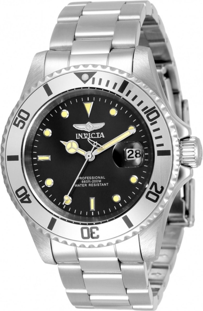 Invicta Pro Diver 33943 Heren Horloge - Waterdicht - Analoog - Quartz Uurwerk - Roestvrij Staal met grijze Wijzerplaat - 40mm