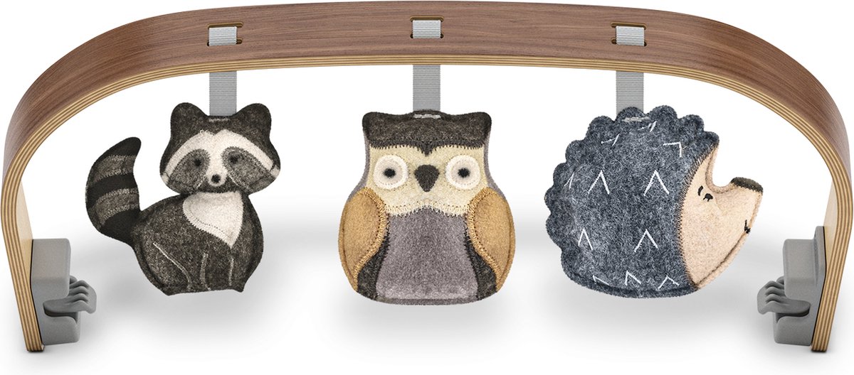 Goedkoopste UPPAbaby - Speelboog Forest Fun voor Mira - Wipstoel - Walnoot houten beugel met kleurrijke houten vormen met textuur