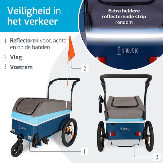 Opvouwbare bolderkar voor fiets - Fietsaanhanger voor boodschappen en transport - Afdekking met reflecterende strepen Bolderkar — afbeelding 3