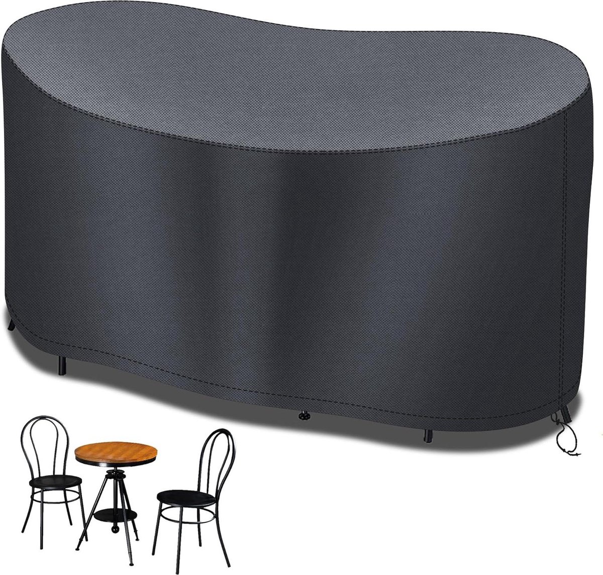 Kleine bistroset hoes 2-zits 146*70*80cm Waterdicht Outdoor Tuin Patio Meubelset Cover 600D Oxford Stof Bistroset hoes Winddicht Anti-UV Grijs