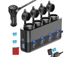 216w Auto Sigarettenaansteker Splitter – 24V 12V usb Autolader Adapter – Usb-C Auto Oplader met 7 Aansluitingen – 3 usb Poorten – Omvormer / Verdeler – Autoladers – Autostekker