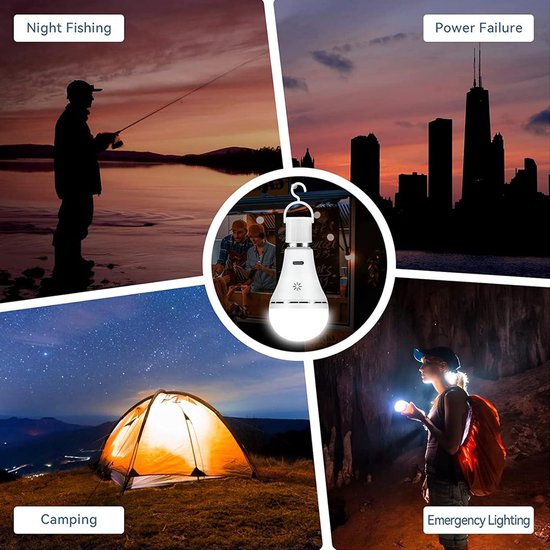 Rechargeable Light Bulb With Remote Control - 7W Battery Powered USB C Lamp - Touch Control Dimmable LED Light Bulb - Camping Emergency Lamp With Hook - Smart E27 Multifunction Lamp - 3000k/2 pack van Lepro — afbeelding 3