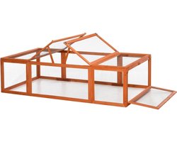 Konijnenhok voor buiten - Weerbestendig - Met ren - Kooi - Groot konijnen hok - Oranje
