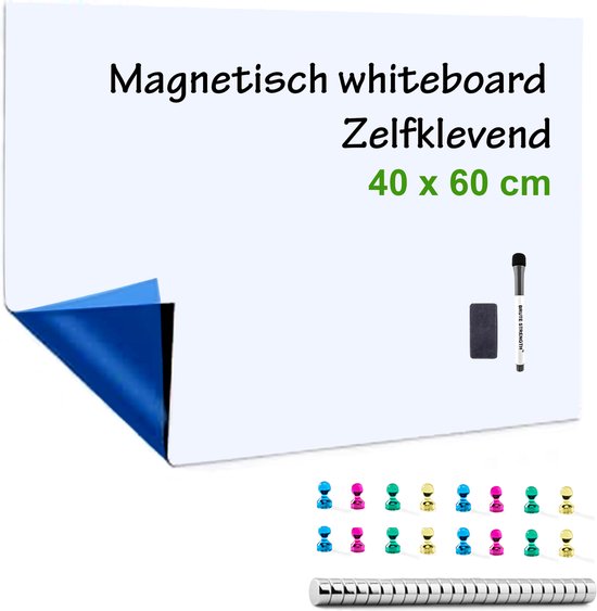 Magneetfolie, hechtbasis voor magneten, magneetbord, ferrofolie, zelfklevend, beschrijfbaar, afwasbaar, magnetisch, (100 x 60 cm, grijs