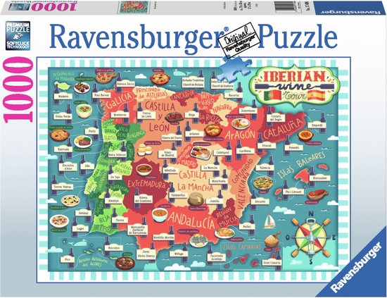 Foto: Ravensburger puzzel map of iberia wines legpuzzel 1000 stukjes