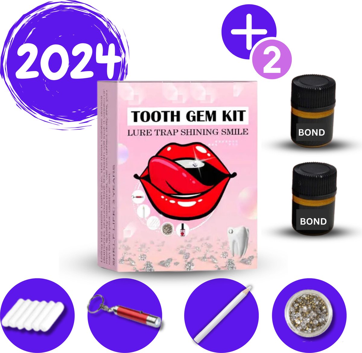Goedkoopste Tooth Gem Kit- 2024 versie- 20 tooth gems - DIY- Tandkristallen Set -Tooth Crystal - TandKristal Sterke tandlijm