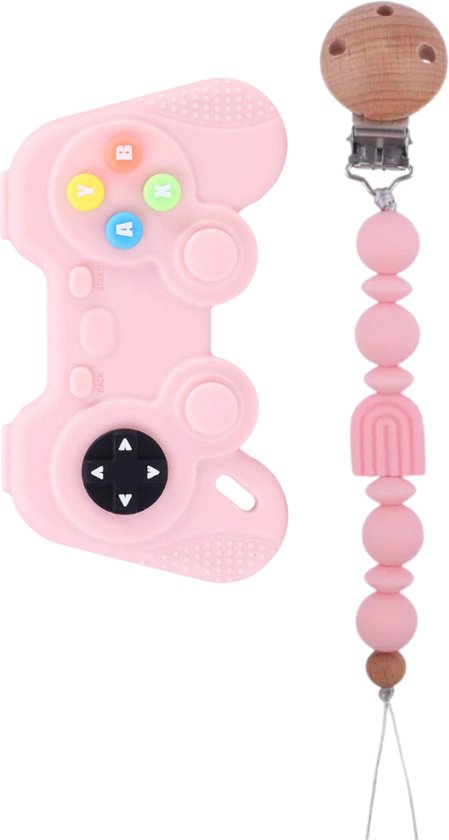 Foto: Roze bijtring controller roze bijtring met koord speenkoord siliconen kraamcadeau baby speelgoed baby baby bijtring bpa vrij koelbijtring baby speelgoed 6 maanden baby speelgoed 0 jaar