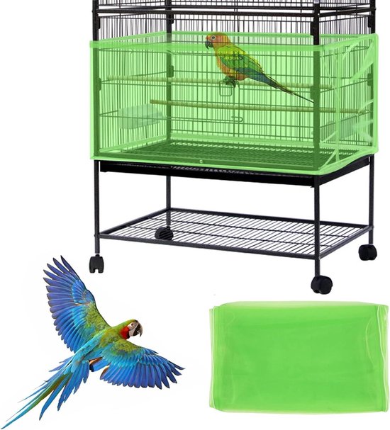 Asocea Netafdekking voor vogelkooi, extra groot, nylon beschermingsnet, verstelbare omtrek van max. 300 cm, breedte 40 cm, zonder vogelkooi, zwart
