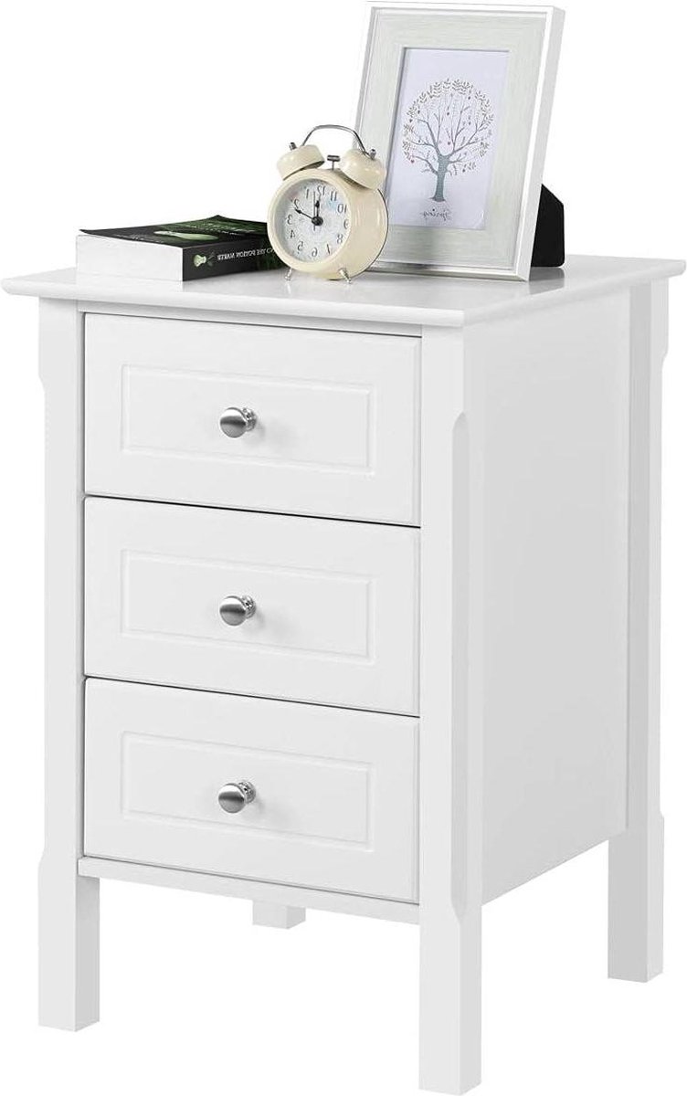 CARO-Möbel Marike Nachtkastje, voor boxspringbed, 3 laden, kleur: grijze es
