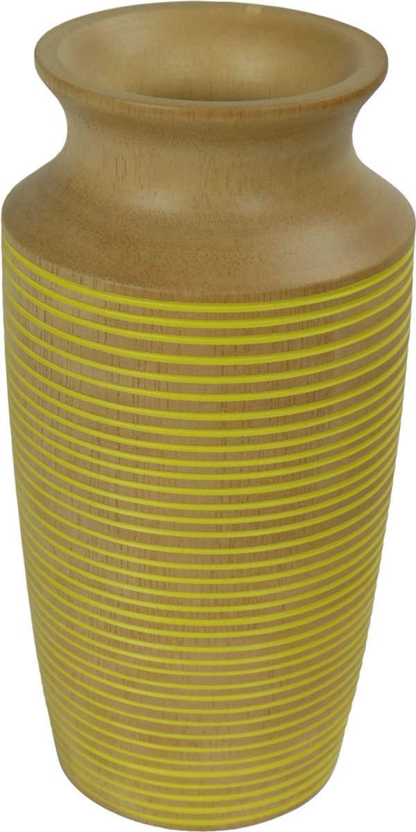 Fine Asianliving Japandi Vaas Mangohout Handgemaakt Geel D9xH21cm