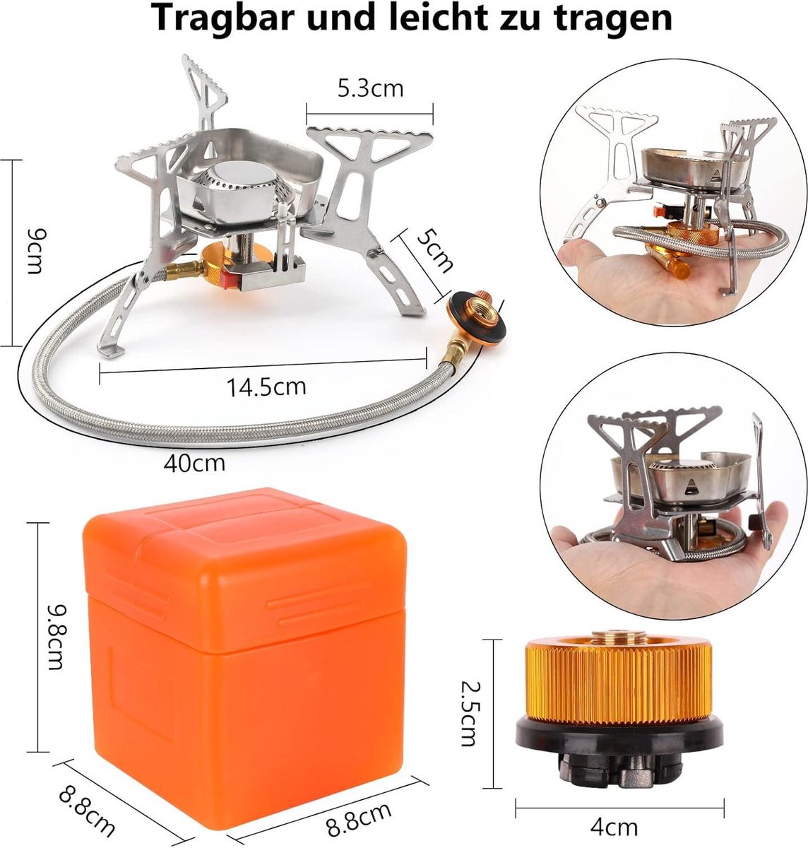 Campingkooktoestel - Gasbrander - 3500W - Winddicht - Piëzo-ontsteking - Opvouwbaar