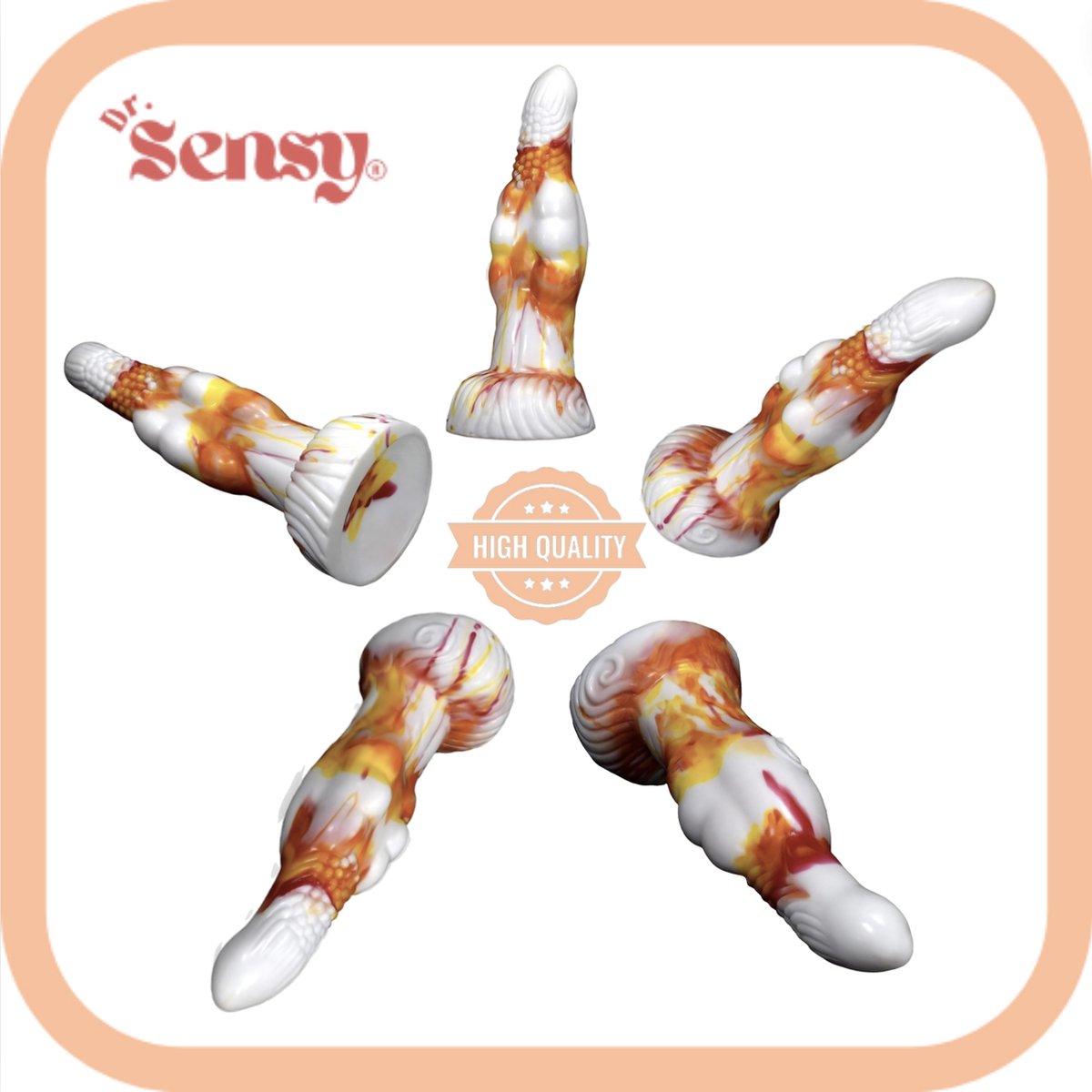 Goedkoopste Dr. Sensy Special Edition Dildo Bright Bird - Geel/Rood/Wit - Dildo met Zuignap - Seksspeeltjes - 22,5cm x 6cm - Dildo Mannen Anaal - Dildo Vaginaal