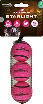 Dog Comets Starlight Tennisbal - Ø 5 cm - Hondenbal - Drijvend Hondenspeelgoed - Stuiterend Hondenspeeltje - Roze - 3 stuks