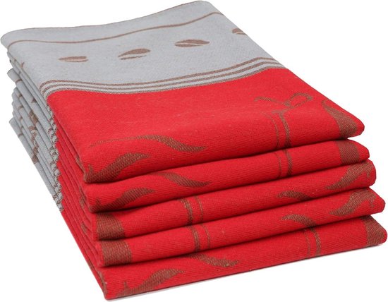 Theedoek tulp - 6 stuks - 50x70 - rood