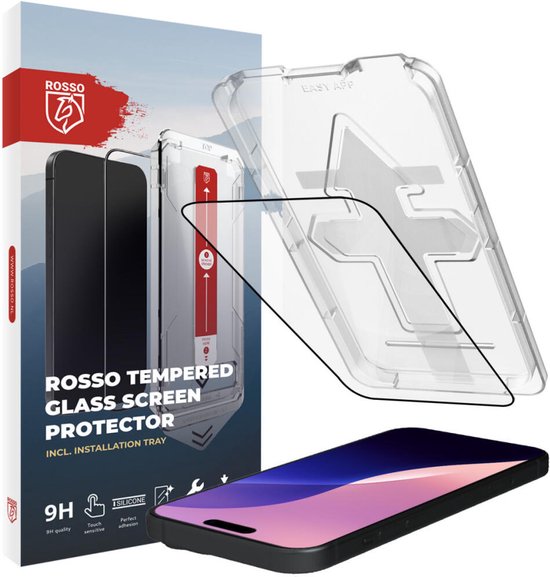 Rosso Screenprotector Geschikt voor iPhone 16 Pro | 9H Tempered Glass | Beschermglas | Glasplaatje | Case Friendly | Installatietray | Geen luchtbellen & stof | Eenvoudige montage