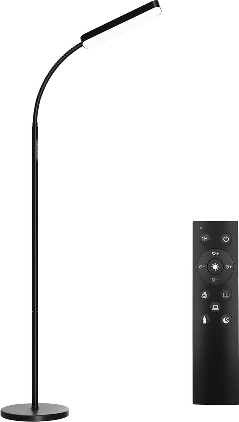 BRILONER - LED vloerlamp dimbaar als decoratie in de woonkamer en als leeslamp, draaibare LED lamp, woonkamerlamp, touch, indirecte verlichting, zwart