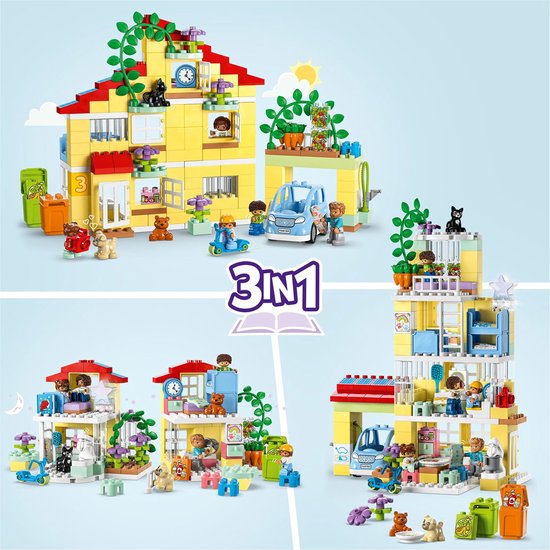 LEGO DUPLO Town 3in1 Familiehuis Speelgoed Poppenhuis voor 3+ Jarigen - 10994