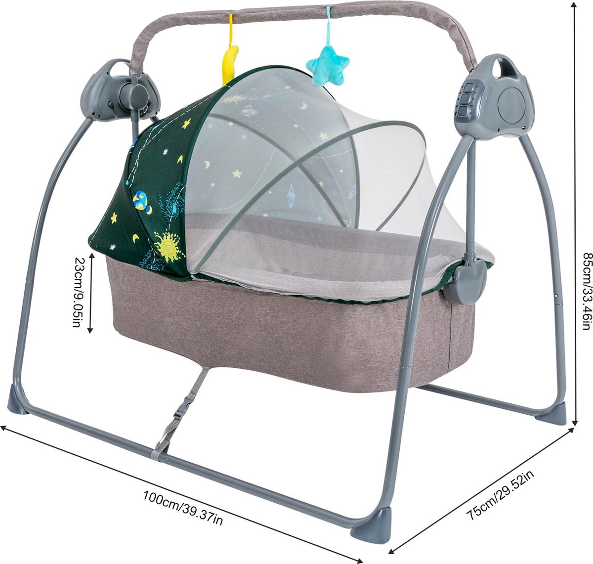 Babywieg op Wielen / Rieten Babybed met Hemeltje Bianca