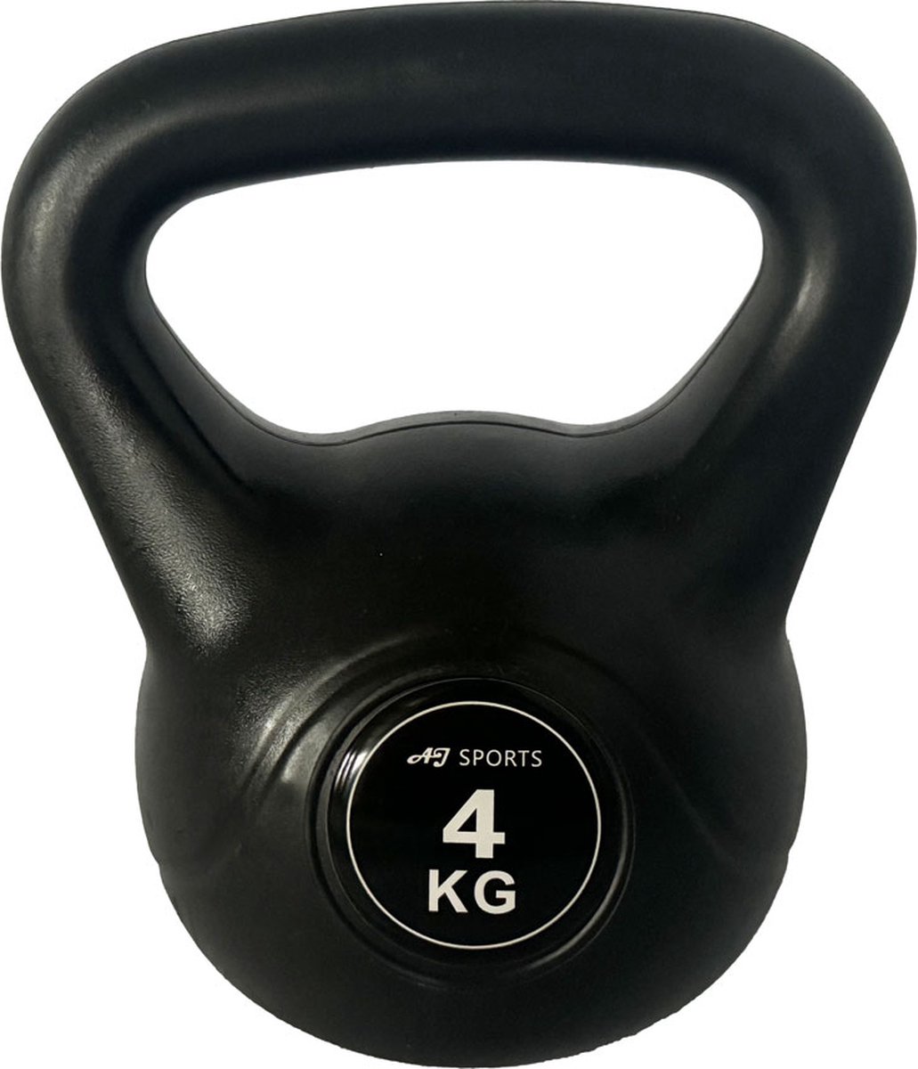 Bol.com AJ-Sports Kettlebell - PVC 4 kg - Kettlebell - Gewichten - Krachttraining - Zwart - Fitness - Geschikt voor Crossfit & F... aanbieding