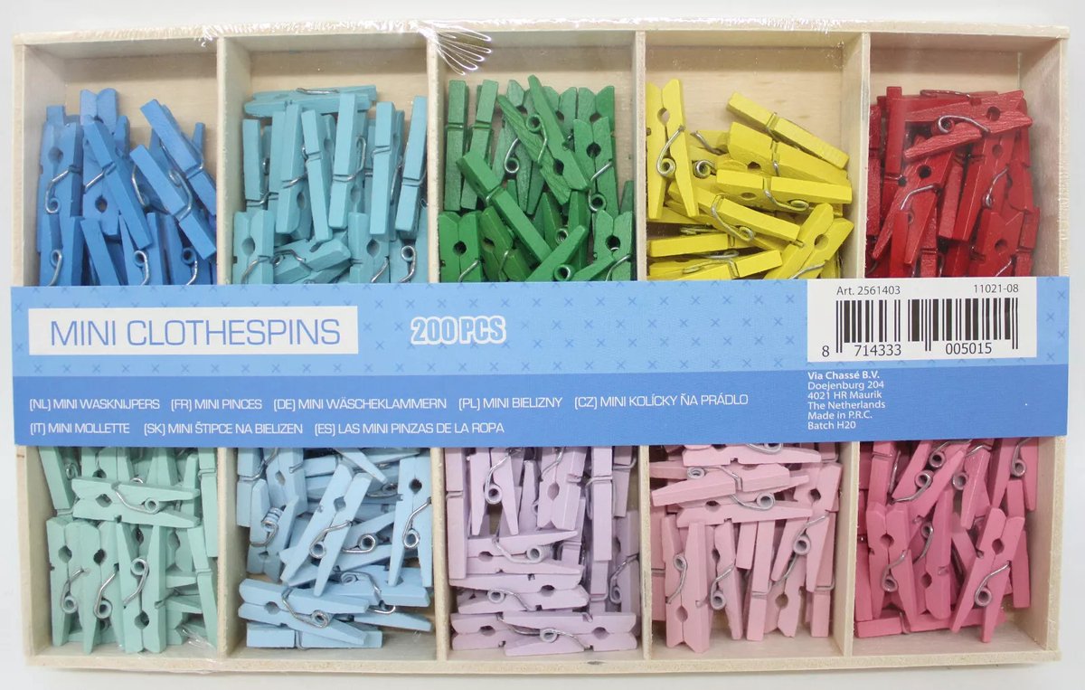 Mini wasknijpers Wasknijpertjes Knutselen n kleuren 200 stuks