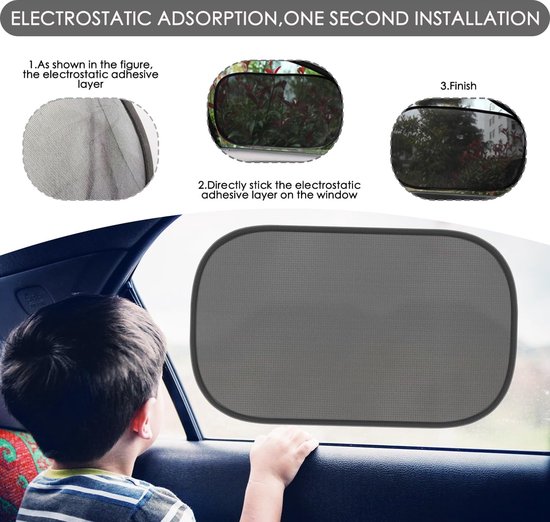 Zonnescherm Auto Baby - 2 Stuks - UV Protectie - Extra Donker - met UV Protectie voor Baby en Kind - Zonwering Zijruiten - Zonwering Auto - Zonnescherm Auto Zijraam van Dooky — afbeelding 5