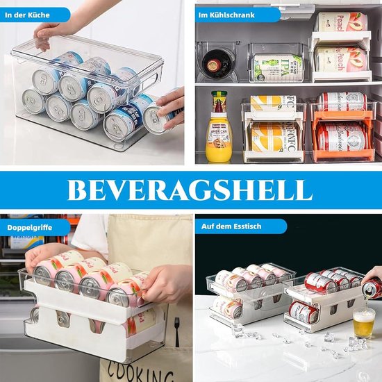 thumbnail: Zjyufy Koelkast Blikjes Dispenser - Automatische Voorraadbeheer, Geschikt Voor 25 Blikjes, Verstelbare Breedte