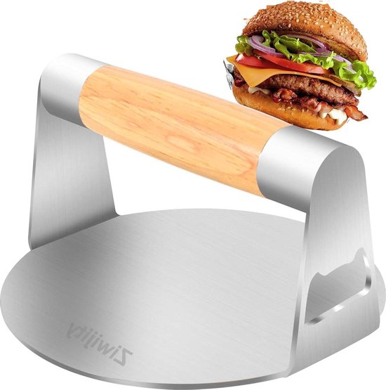 WangChaoJiu Burger Smasher, voor Smash Burgerpers, 14 cm ronde roestvrijstalen hamburgerpers, patty pers Burger pers, Burgerpattie pers voor Flat Top Grillaccessoires Burgerpatties Steakpers, met 100