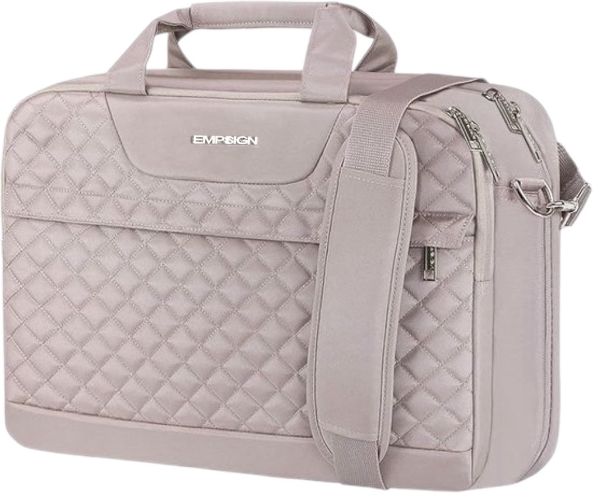 Laptoptas 17.3 inch - Roze - 43 x 32 x 16,5 cm - Dames laptop schoudertas - School, werk, zakelijk - Laptopbescherming - Waterbestendig - Notebook, aktetas, laptopsleeve - 17 inch