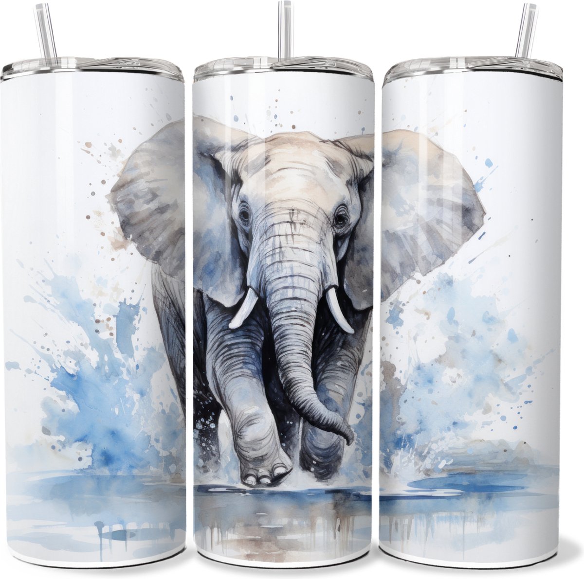 KadoDash - Tumbler - Drinkbeker - Isolatiebeker - Waterfles - Olifant