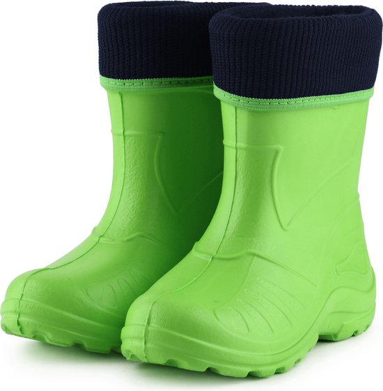 Ladeheid Kinder Regenlaarzen - Rubber - met Binnenschoen - EVA - Wasbare Binnenschoen - LA-KL-EVA-Kids - Groen - 25