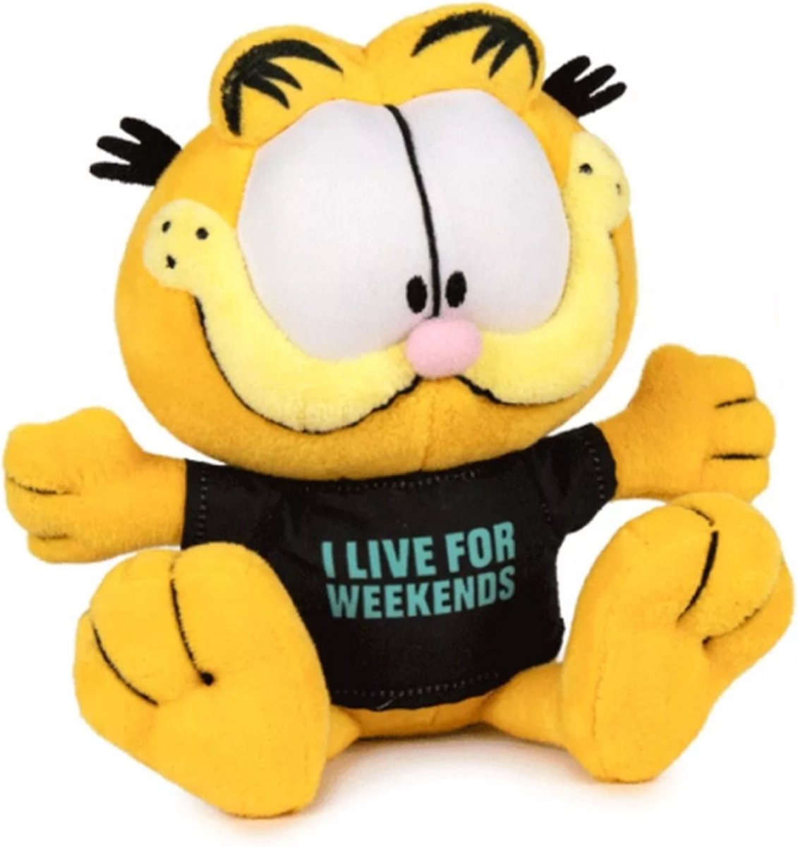 Garfield met Zwart T-shirt Pluche Knuffel 20 cm - Garfield Kat Cat Plush Toy - Speelgoed Knuffeldier voor kinderen jongens meisjes - Odie Hond Dog