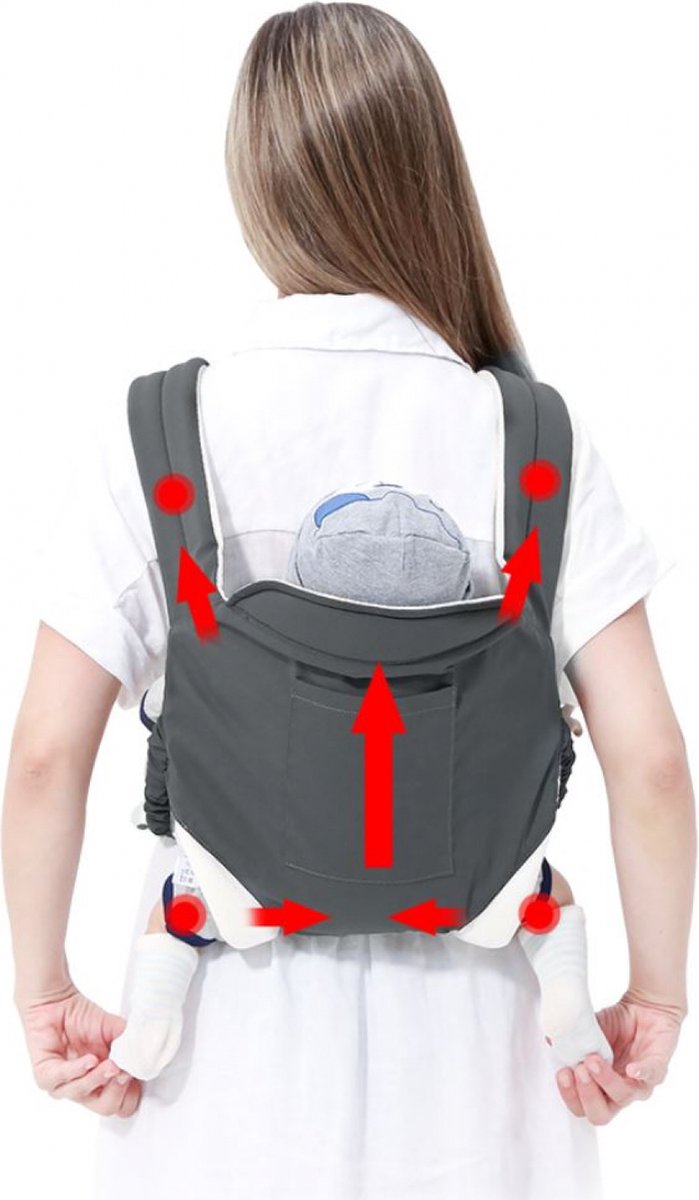 Draagzak - Ergonomische Draagzak - Buikdrager - Comfortabel - Babydrager vanaf Geboorte - Carrier - Kinderdrager - Opbergvakjes – foto 3