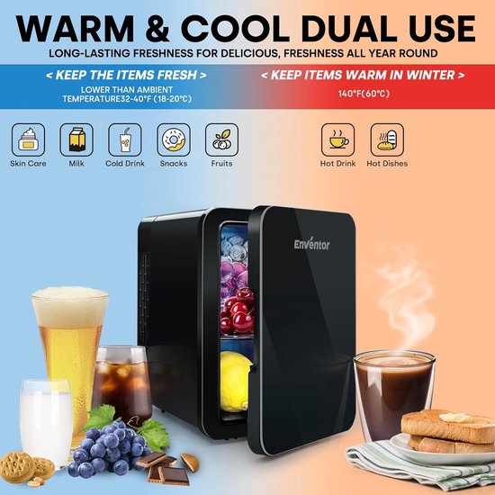 Mini koelkast - 4L - Warmhoud functie - Draagbaar - Max min 20 graden - Verwijderbare plank - Zwart - Camping - Auto van MINI — afbeelding 3