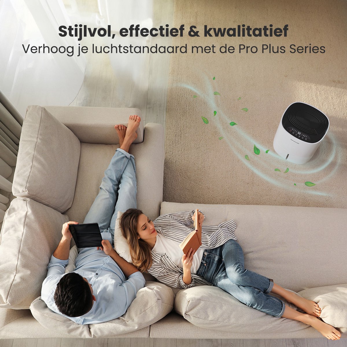 Auronic Luchtontvochtiger en Luchtreiniger - Pro Plus Series - Ontvochtigt 25L per dag in Huis - 5L Waterreservoir - Slaapkamer en Woonkamer - Was-droog functie - Vochtopnemer voor in Huis - Dehumidifier - Wit thumbnail 6