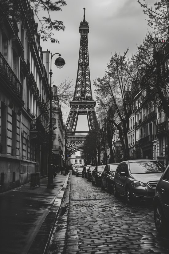 Paris Affiche | Zwart- Wit Poster | Tour Eiffel Poster | Villes Affiche | Affiche Vintage | Affiche emblématique | Affiche romantique | 51x71cm | ANNÉE | Décoration murale | Affiche murale | Convient pour l'encadrement