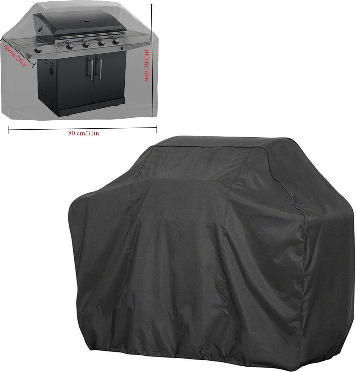 Housse De Protection Imperméable Pour Barbecue – Dimensions 123x64x101 Cm – Résistante UV, Avec Sangle Ajustable