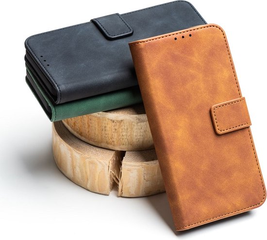 Case2go - Étui de téléphone adapté pour iPhone 16 Pro Max - Étui portefeuille - Avec fermeture magnétique - Marron