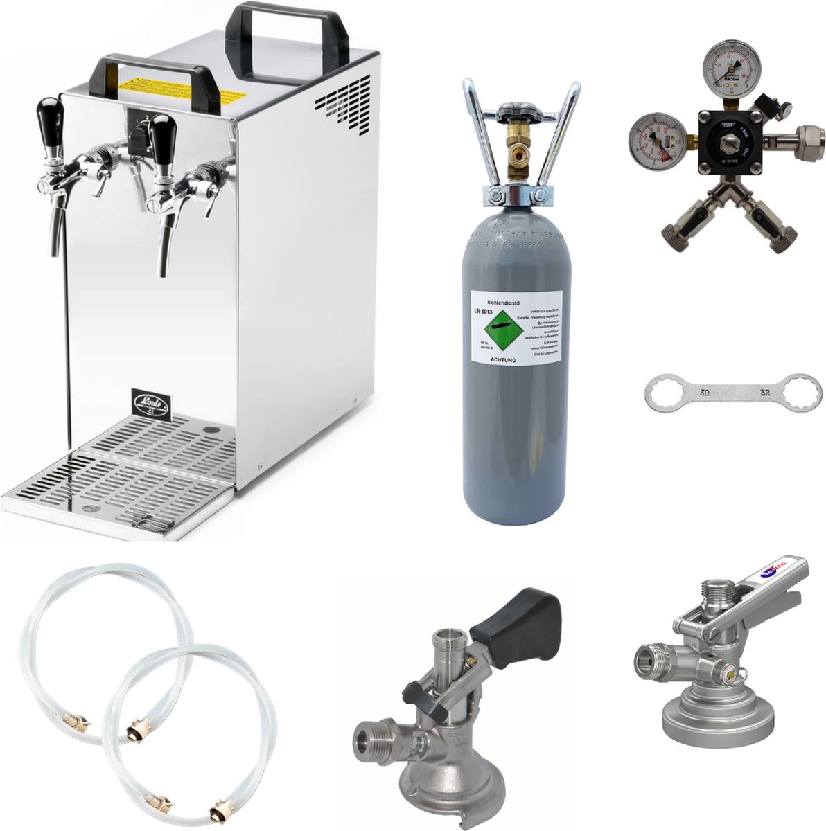 Complete set - Biertap - Kontakt 40 - 2-kraans, 50 liter/u - met Fustkoppeling KeyKeg, Type M