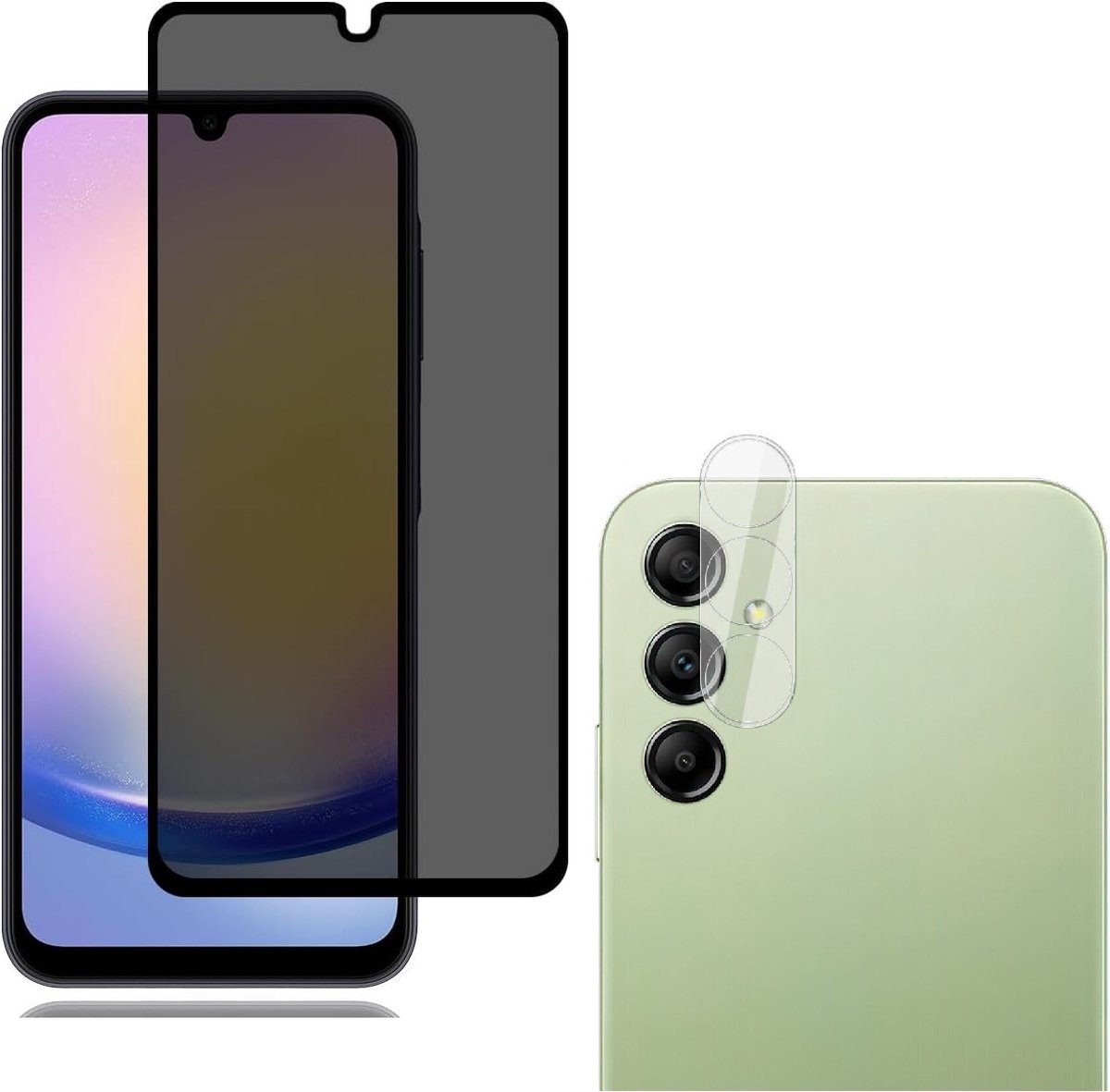 Privacy Screenprotector 3x en Camera lens protector 3x - Glasplaatje - Tempered glass Screen protector Geschikt voor: Samsung Galaxy A24 - Beschermglas