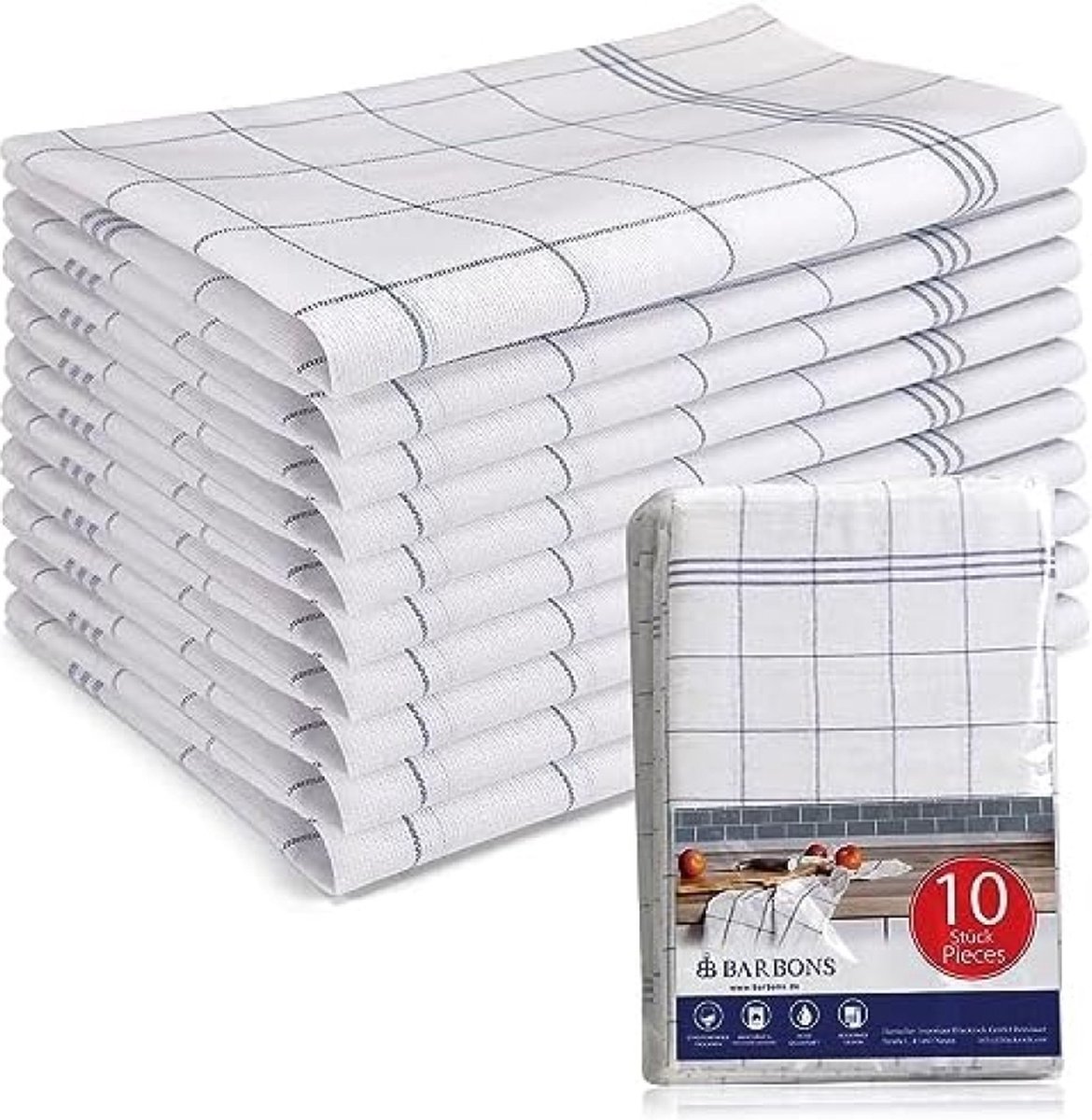 Katoenen keukenhanddoeken en theedoeken set, 47x68 cm, Set van 10