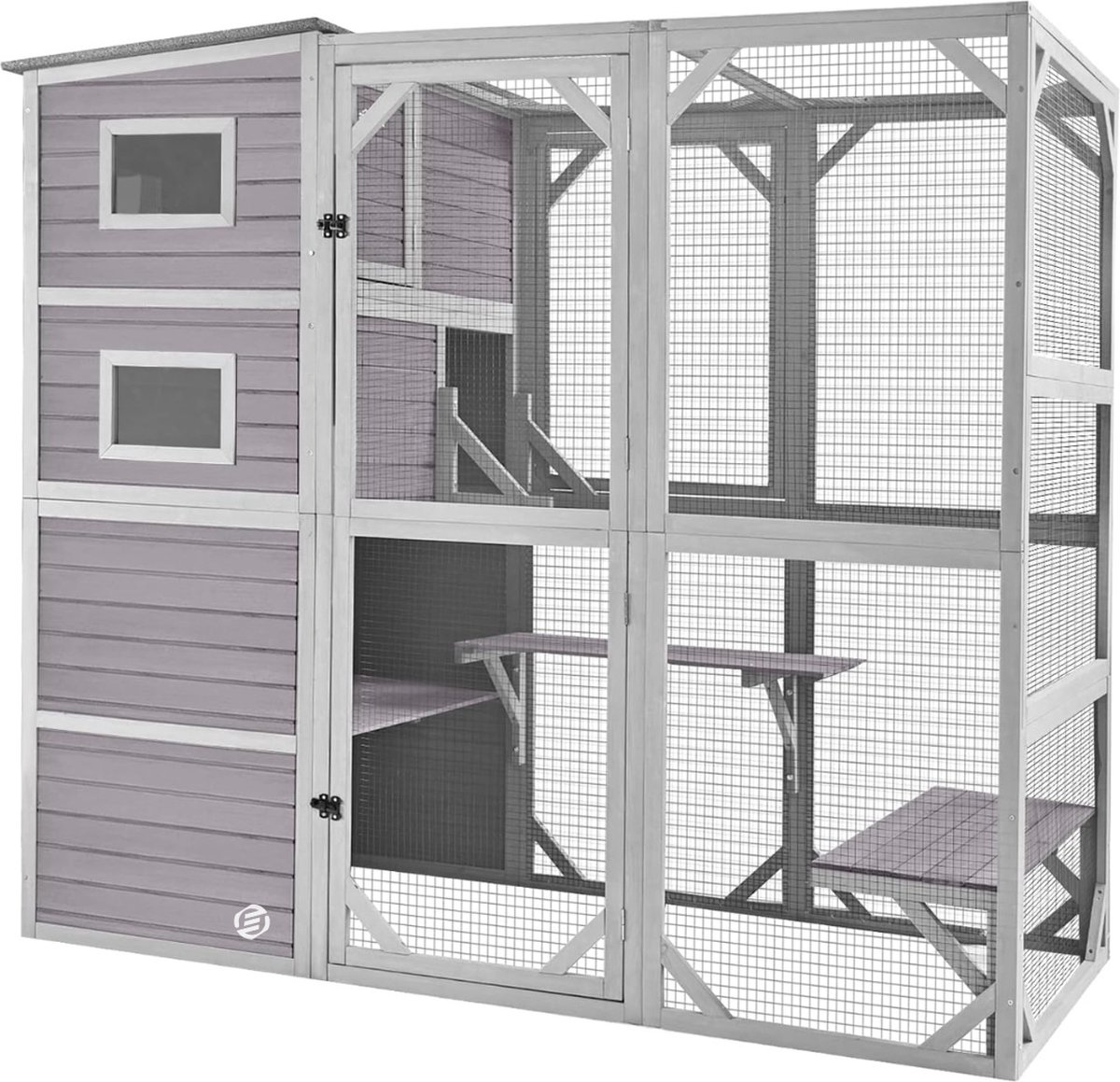 Equivera Kattenhuis Voor Buiten - Kattenhuis Buiten - Kattenhok - Kattenhuisje - Kattenvilla - Kattenhok Buiten