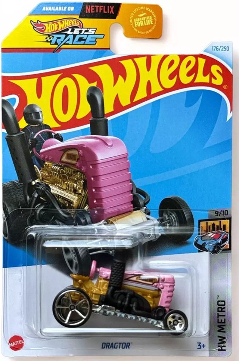 HOT WHEELS DRAGTOR PINK/CHROME 176/250 1:64 HW METRO 9/10