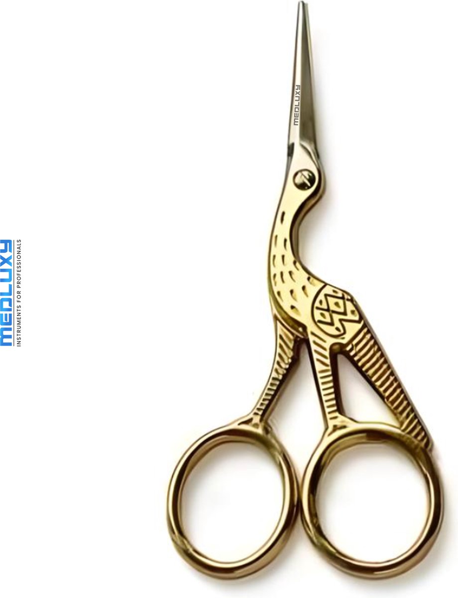MEDLUXY® - Wenkbrauwschaar met Fijne Punt - Voor knippen van Wenkbrauw, Snor, Baard, Oor- , Neus haren - Rechtshandig - 9 cm - RVS (INOX)
