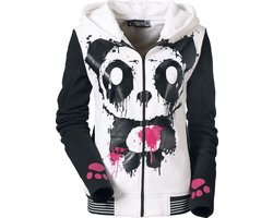 Killer Panda Mase Hood Dames Vest met capuchon - wit/zwart - S