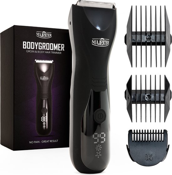 Majester Bodygroomer Mannen - Body Trimmer Heren - Nat & Droog Trimmen - Draadloze Baardtrimmer - Waterdicht Scheerapparaat Geschikt voor Lichaam / Baard / Intieme Delen - Waterproof Body Groomer - Multigroomer Tondeuse