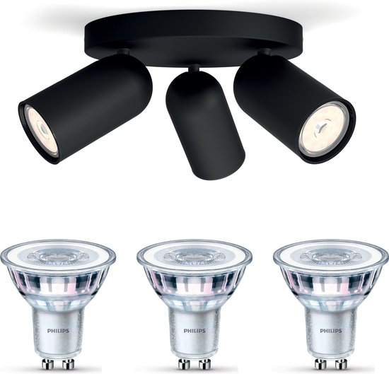 PHILIPS MYLIVING SPOT PONGEE DA PARETE E SOFFITTO NERO 3XGU10 LED - 3X10w | Leroy Merlin