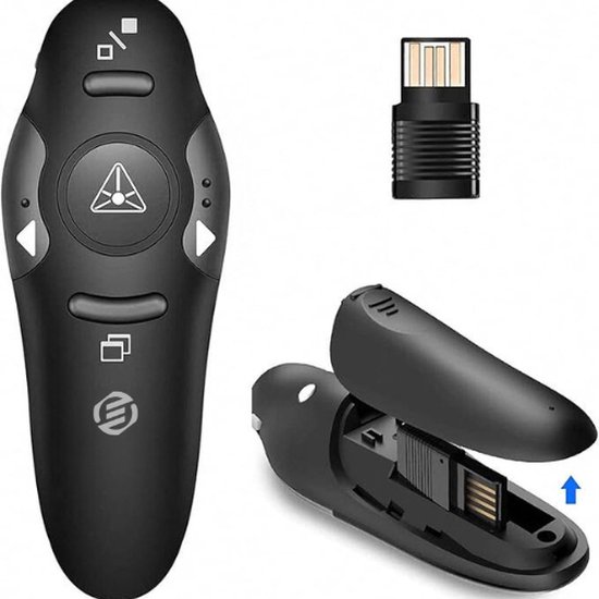 Metalen behuizing draadloze presenter voor presentaties met muis, USB Type C 2-in-1 oplaadbare presentatie afstandsbediening presentator pointer voor Mac Keynote PPT PC Laptop kantoor