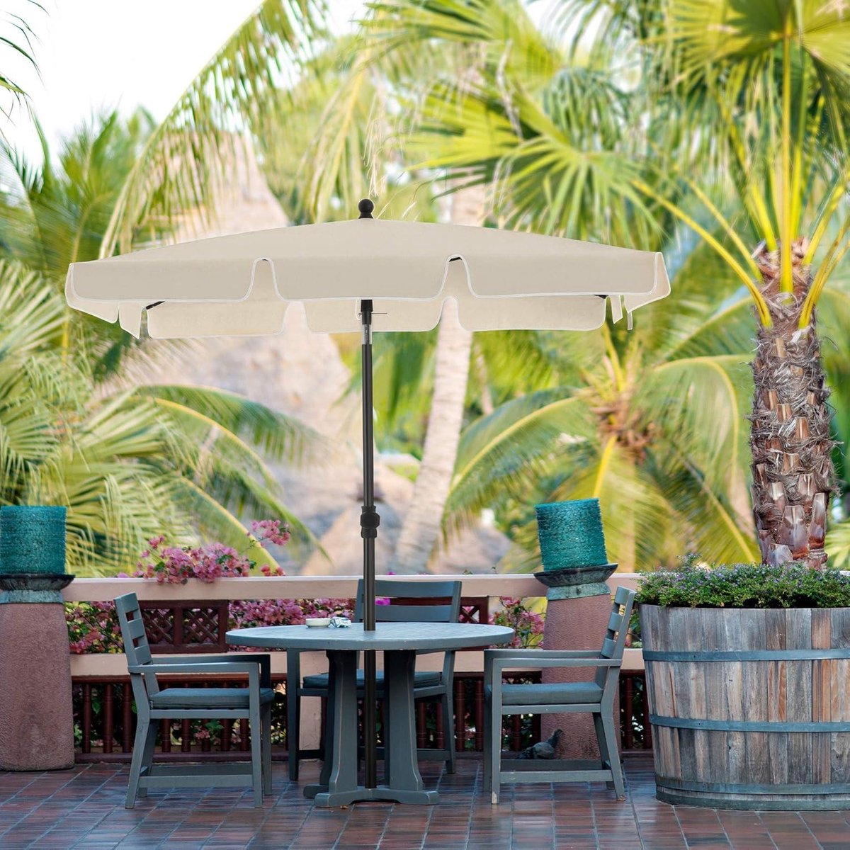 Bol.com Luxe parasol - Langwerpig - Kantelbaar - Staand - Beige - Terras of tuin - 180x125cm aanbieding