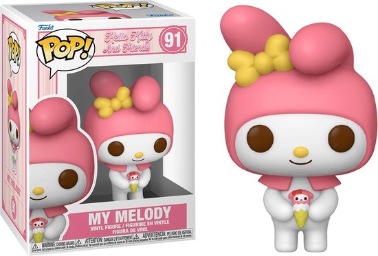 Funko Pop! My Melody #91 figuur in roze en witte doos met ijsje.